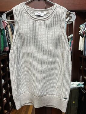 Vineyard Vines XS Sleeveless Knit Sweater Vest in Tan & White